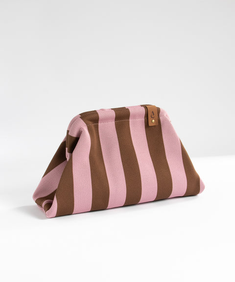 MIO Clutch Rosa-Braun gestreift