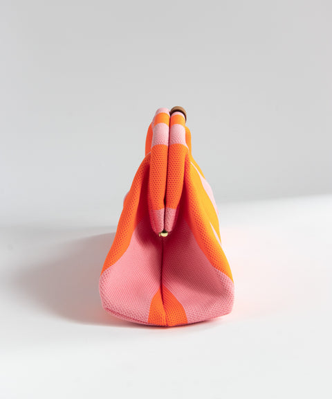 MIO Clutch Rosa-Neonorange gestreift