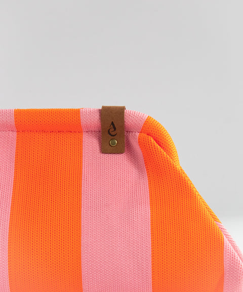 MIO Clutch Rosa-Neonorange gestreift
