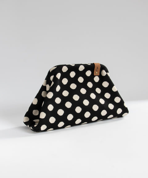 MIO Clutch Weiß-Schwarz Punkte