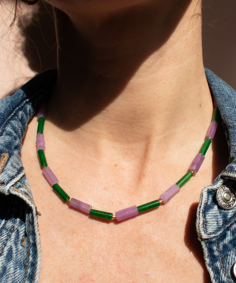 Halskette aus Naturstein Perlen wie Amethyst & Achat