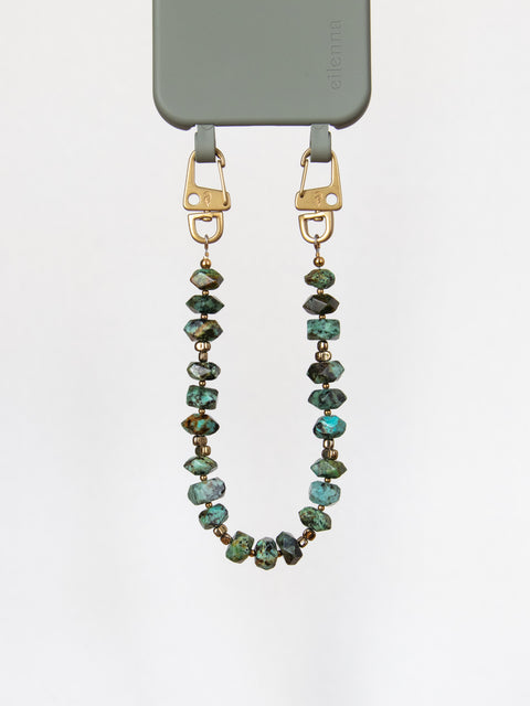 Handyhülle Pine mit Band + Natursteinkette aus Afrikanischem Türkis