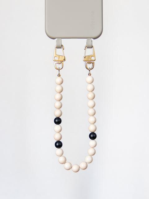 Short mobile phone chain with rhodonite natural stones