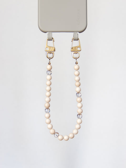 Short mobile phone chain with rhodonite natural stones