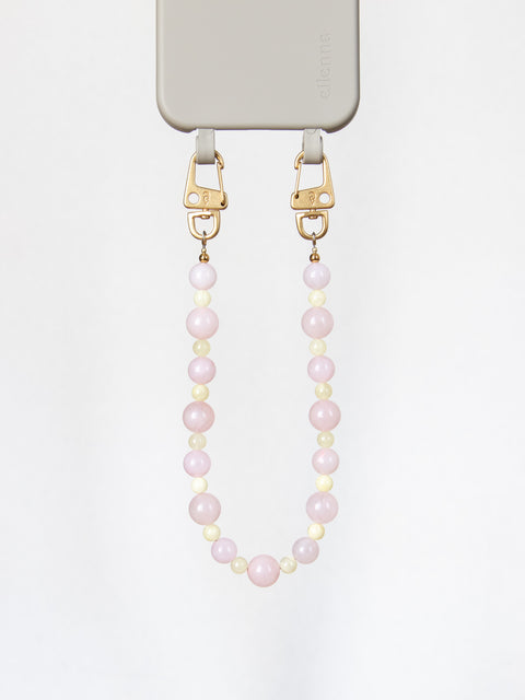 Short mobile phone chain with rhodonite natural stones