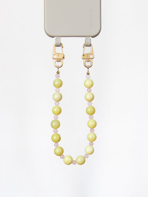 Short mobile phone chain with rhodonite natural stones