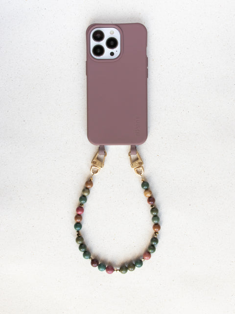 Berry phone case &amp; phone chain with rhodonite