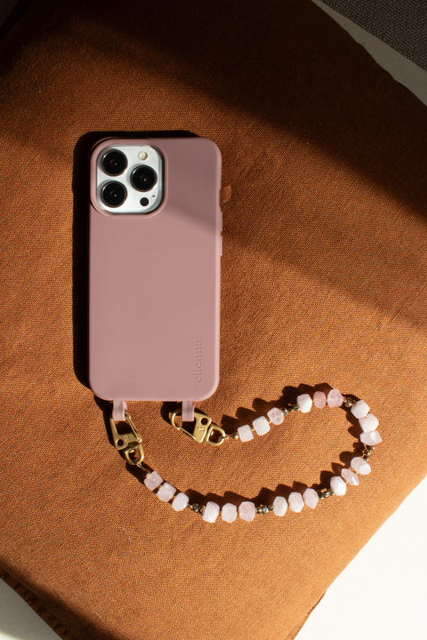 Berry phone case &amp; phone chain with rhodonite