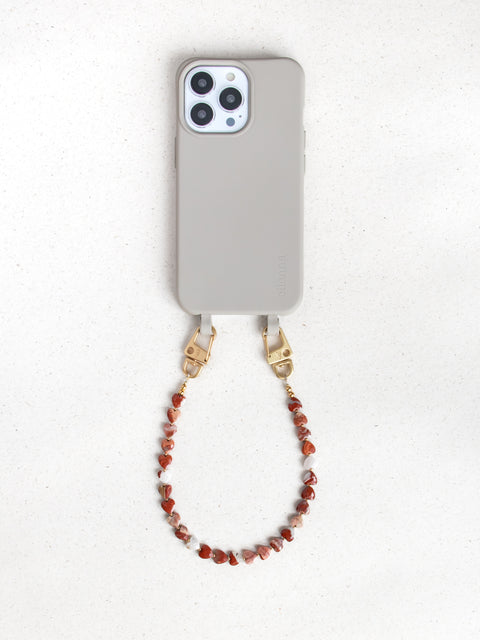 Handyhülle Clay & Handykette mit Brekzienjaspis Herzperlen – Für Dankbarkeit