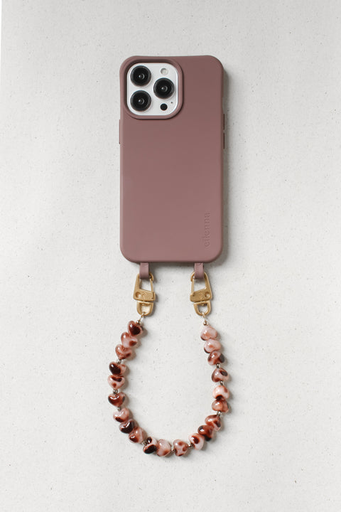 Short mobile phone chain “Leo” made of heart beads