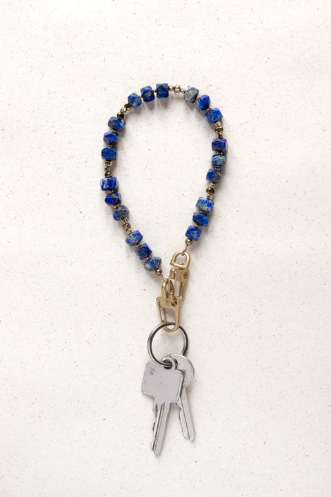 Short key chain with lapis lazuli natural stones
