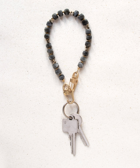 Short key chain with rose quartz natural stones