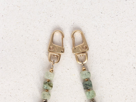 Short key chain with prehnite natural stones