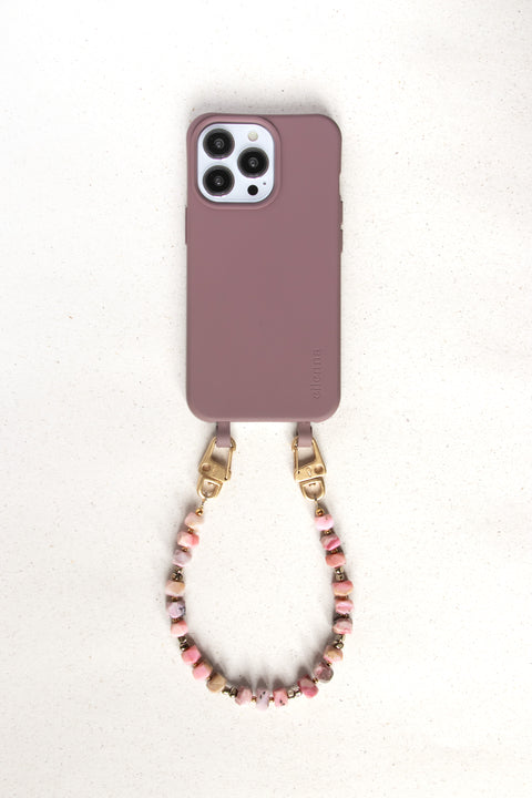 Short phone chain with rhodonite – For self-love & harmony