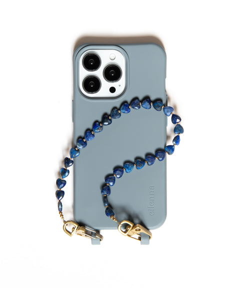 Handyhülle Nox & Handykette mit Lapislazuli Herzperlen – Für innere Stärke