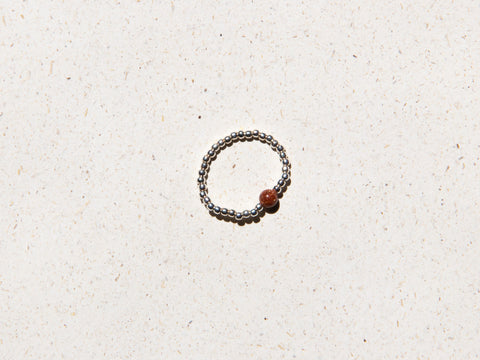 Ring with red sandstone &amp; 925 silver beads, Ayla Ring