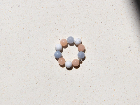 Ring made of gemstone mix &amp; 925 silver pearl, Lyona Ring