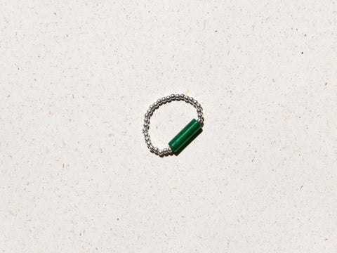 Ring mit grünem Achat & 925 Silberperlen, Elastischer Perlen Ring, Geschenk Frauen, Taya Ring