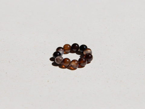 Ring made of Burmese jade &amp; 18-carat gold-plated pearl, Maelis Ring