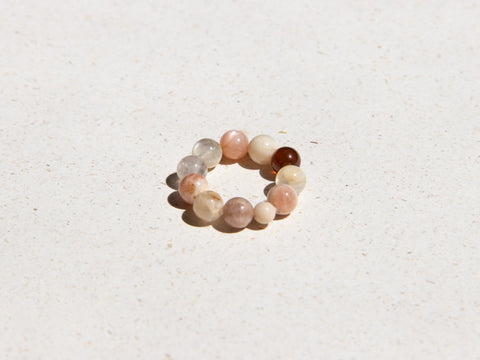 Ring made of Burmese jade &amp; 18-carat gold-plated pearl, Maelis Ring