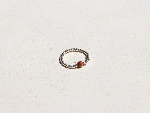 Ring with red sandstone &amp; 925 silver beads, Ayla Ring