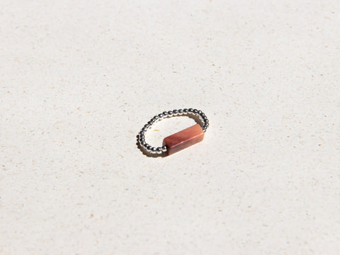 Ring with sunstone &amp; 925 silver beads, Solara Ring