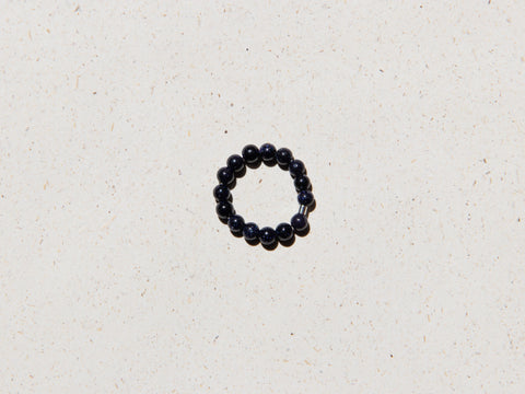 Ring mit blauen Sandstein Naturstein Perlen & 925 Silberperle, Noa Ring