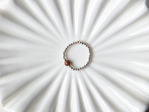 Ring with red sandstone &amp; 925 silver beads, Ayla Ring