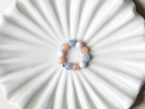 Ring made of gemstone mix &amp; 925 silver pearl, Lyona Ring