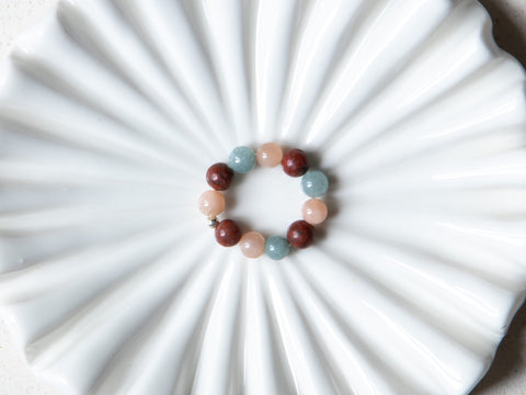 Ring aus Edelsteinmix & 925 Silberperle, Noelia Ring