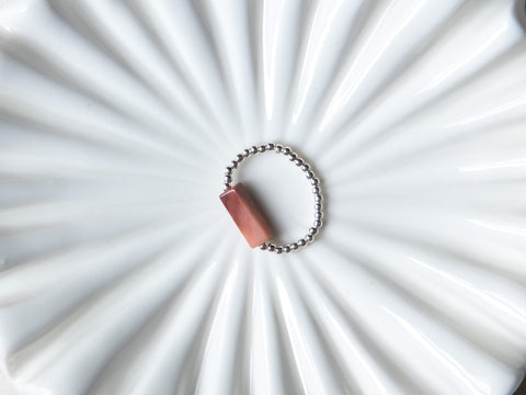 Ring with sunstone &amp; 925 silver beads, Solara Ring