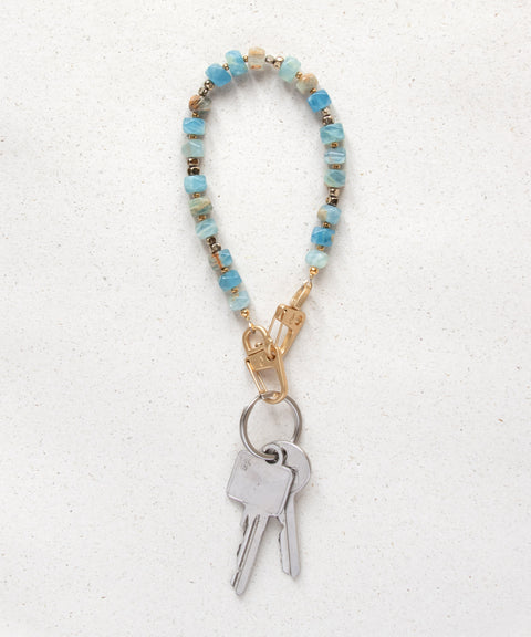 Short key chain with rose quartz natural stones
