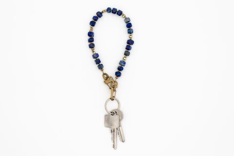 Schlüsselkette kurz mit Lapislazuli Natursteinen