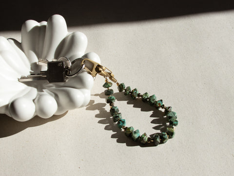 Short key chain with African turquoise natural stones