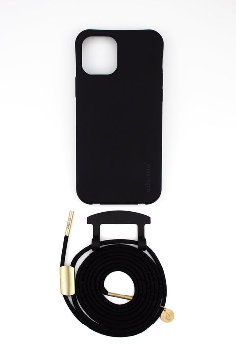 Handykette und Handyhülle für iPhone Samsung in CROW Schwarz mit Kordel BLACK BEAUTY handmade von eilenna