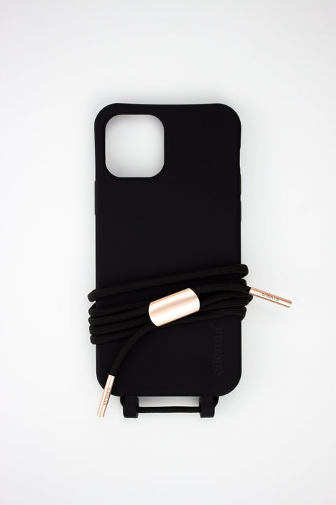 Handykette und Handyhülle für iPhone Samsung in CROW Schwarz mit Kordel BLACK BEAUTY handmade von eilenna
