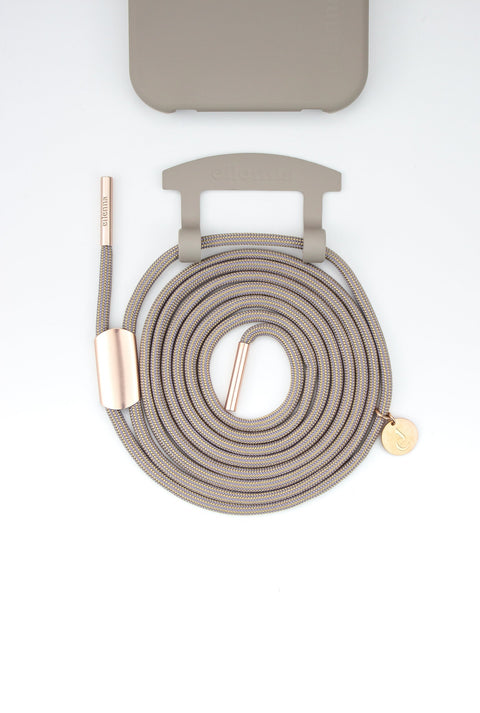 Handykette abnehmbar und Handyhülle für iPhone Samsung in CLAY Grau mit Kordel BOHEMIAN handmade von eilenna