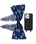 Handyhülle mit abnehmbarem Plisseetuch, Crow & Bandana Blue
