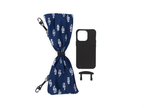 Handyhülle mit abnehmbarem Plisseetuch, Crow & Bandana Blue