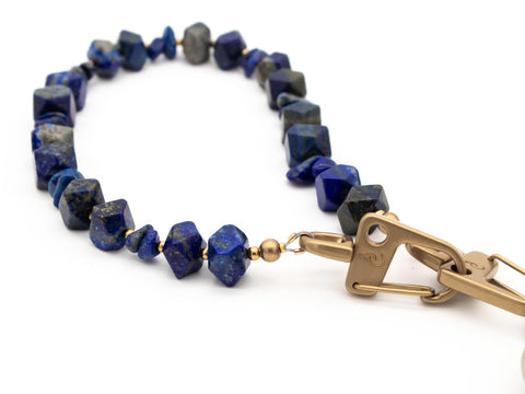 Schlüsselkette kurz mit Lapislazuli Natursteinen