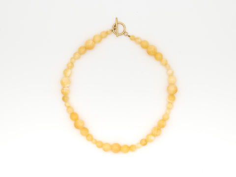 Halskette aus gelben Chalcedon Perlen Naturstein – handmade Damenkette mit 18K vergoldetem Verschluss