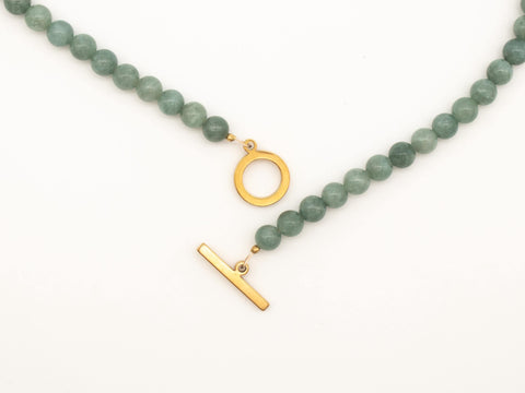 Halskette aus Naturstein Perlen Burmesische Jade & Süßwasserperle mit 18K vergoldetem Verschluss Halsschmuck für Damen, Handmade von eilenna