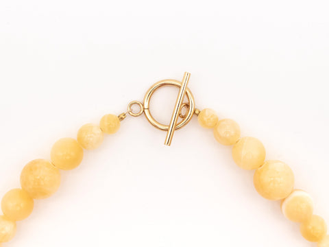 Halskette aus gelben Chalcedon Perlen Naturstein – handmade Damenkette mit 18K vergoldetem Verschluss