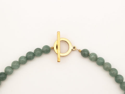 Halskette aus Naturstein Perlen Burmesische Jade & Süßwasserperle mit 18K vergoldetem Verschluss Halsschmuck für Damen, Handmade von eilenna