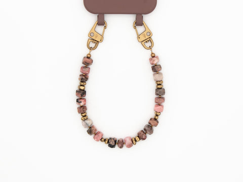 Handykette kurz aus Rhodonit Naturstein Perlen und Handyhülle in BERRY für iPhone Samsung, handmade von eilenna