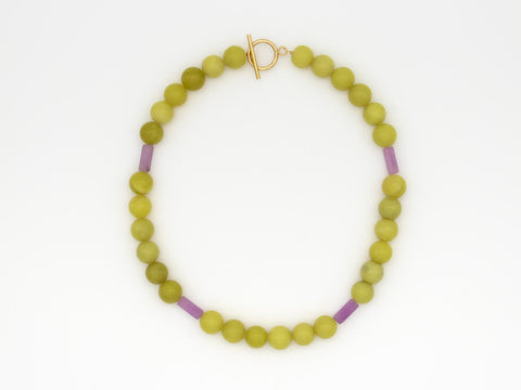 Halskette aus Zitronen-Chalcedon & Amethyst