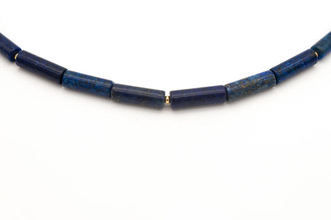 Halskette aus Naturstein Lapislazuli Perlen – Schmuck mit 18K vergoldetem Verschluss für Damen, Handmade von eilenna