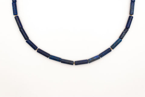 Halskette aus Naturstein Lapislazuli Perlen – Schmuck mit 18K vergoldetem Verschluss für Damen, Handmade von eilenna