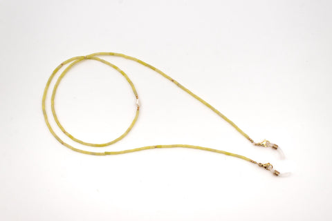 Brillenkette aus Naturstein Zitronen Achat & Süsswasserperle, Handmade Brillenzubehör von eilenna, 2-in-1 Sonnenbrillen-Kette und Halskette