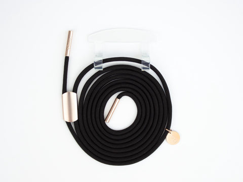 Handykordel mit Adapter, CLEAR Adapter mit Kordel BLACK BEAUTY, Handarbeit von eilenna